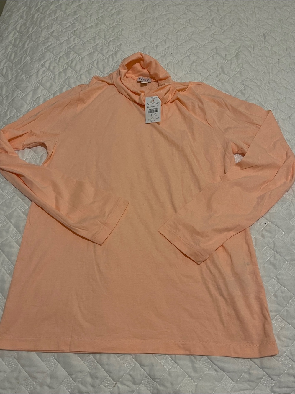 J. Crew Soft Peach Long-Sleeve Mock Neck Top